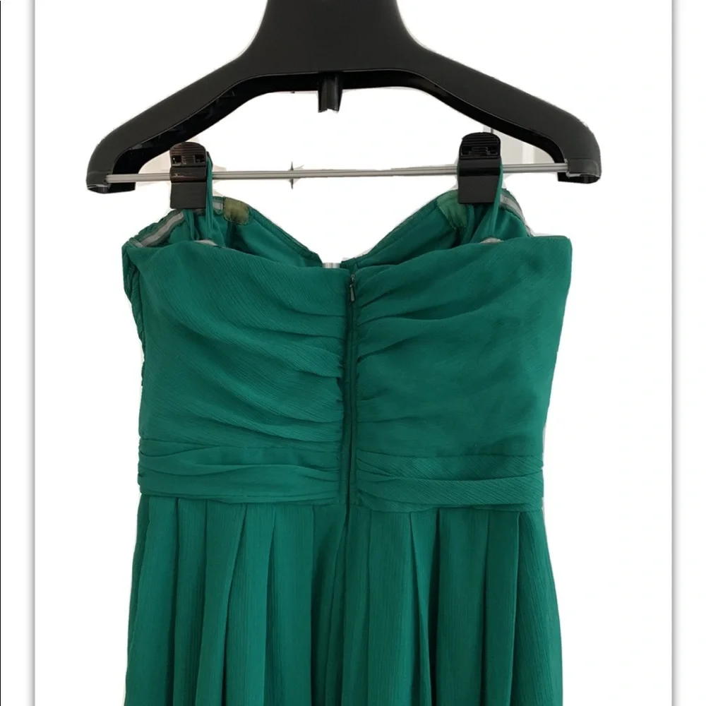 ✨ Badgley Mischka 10 Emerald Goddess Strapless Pleated Cocktail Dress | - Picture 4 of 7